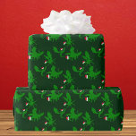Cool Dragon Christmas Wrapping Paper<br><div class="desc">Three awesome green Christmas Dragons flying around in red Santa hats. Their outstretched wings make them look like holiday holly. An awesome gift for a dragon item collector.</div>