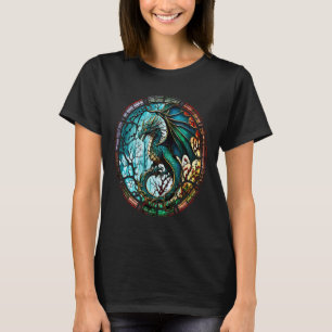 Cool Dragon Colored Stained Glass Window Vintage D T-Shirt