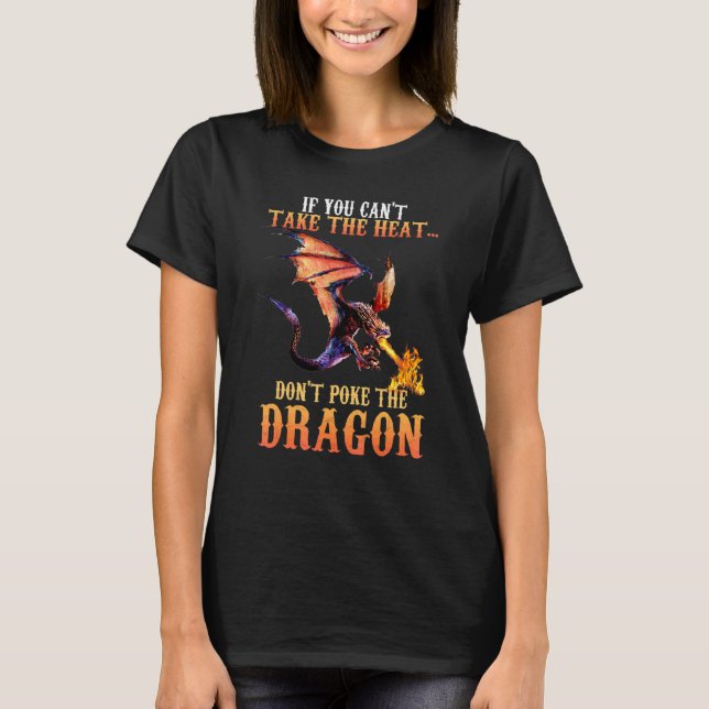 Cool Dragon Flame Spewing Flying Mythical Creature T-Shirt (Front)
