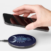 Cool Dragon Head Blue Fantasy DND Name Wireless Charger (Hand)