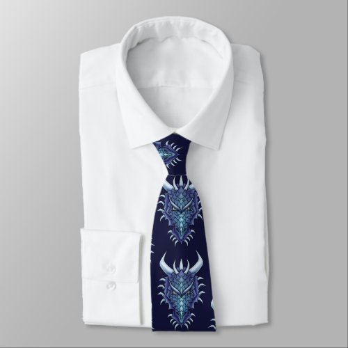 Cool Dragon Head Blue Fantasy Dungeons And Dragons Neck Tie