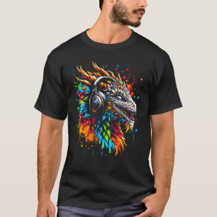 Cool Dragon Headphone Music Art Christmas Birthday T-Shirt