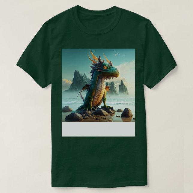 Cool dragon on the beach T-Shirt (Design Front)