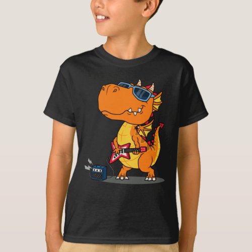Cool dragon playing guitar T_Shirt