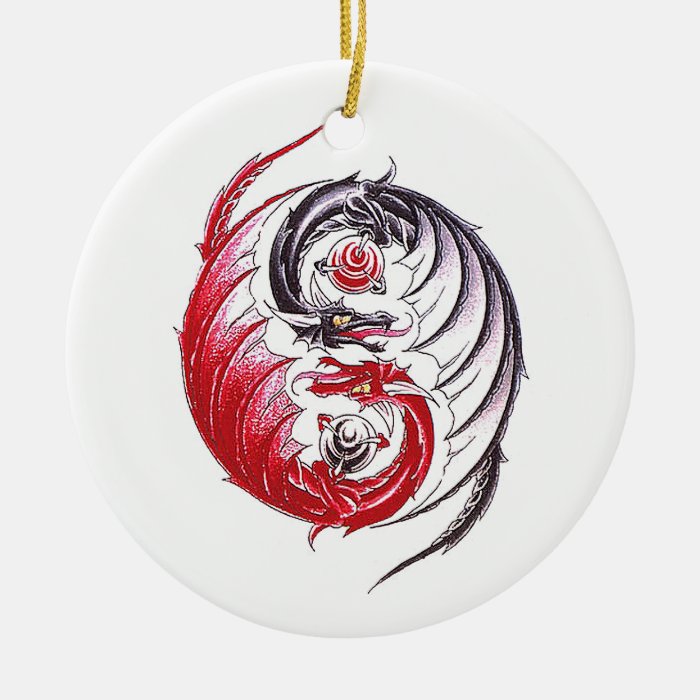 Cool Dragon Yin Yang tattoo Christmas Tree Ornament