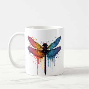 Cool Dragonfly on colorful painted Dragonfly Coffee Mug