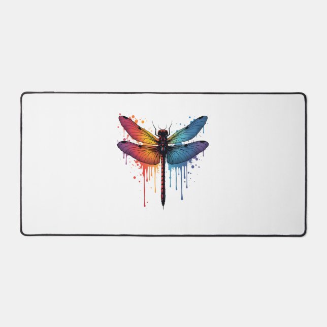 Cool Dragonfly on colorful painted Dragonfly Desk Mat (Front)