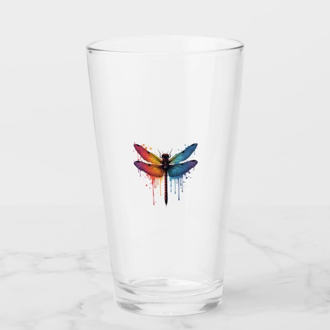 Cool Dragonfly on colorful painted Dragonfly Glass (Front)