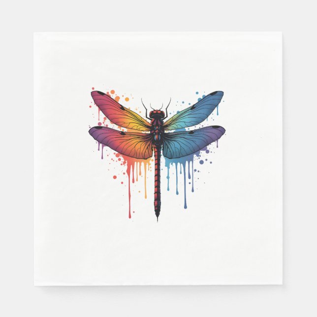 Cool Dragonfly on colorful painted Dragonfly Napkins (Front)