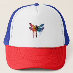 Cool Dragonfly on colorful painted Dragonfly Trucker Hat