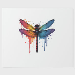 Cool Dragonfly on colorful painted Dragonfly Wrapping Paper