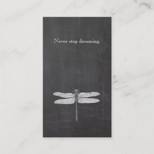 Customizable Dragonfly Vintage Etching Rustic Grunge Look Black Business Card Template