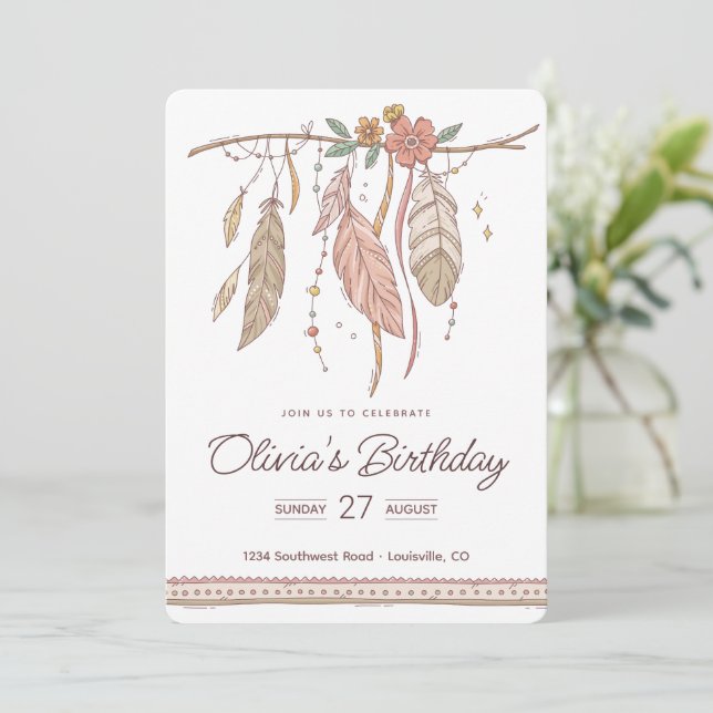 Cool Dreamcatcher Birthday Boho Birthday  Invitation (Standing Front)