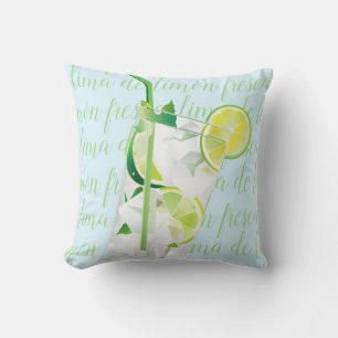Cool Drink "ima de limón" fresca Custom Script Throw Pillow
