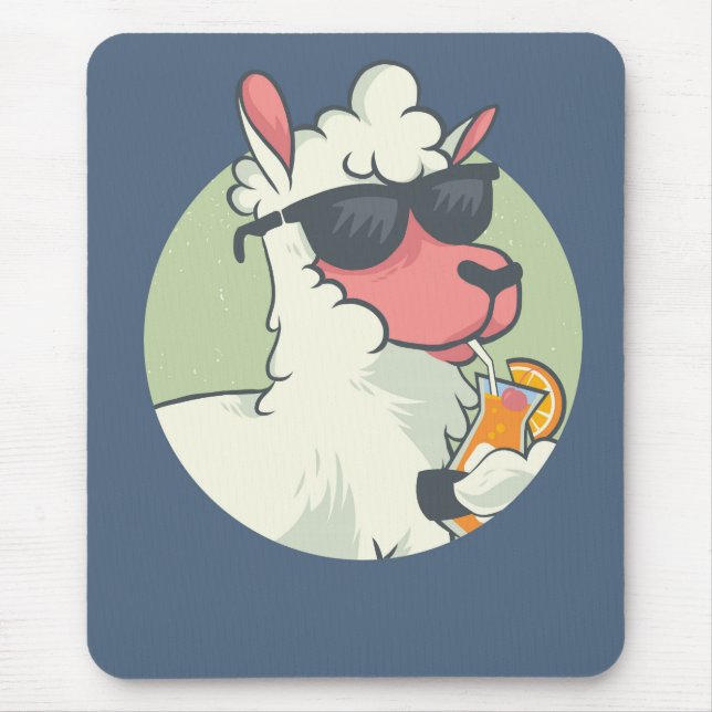 Cool Drink Summer Llama Mouse Pad (Front)
