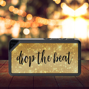 Cool Drop The Beat Customizable Gold Sparkle Bluetooth Speaker