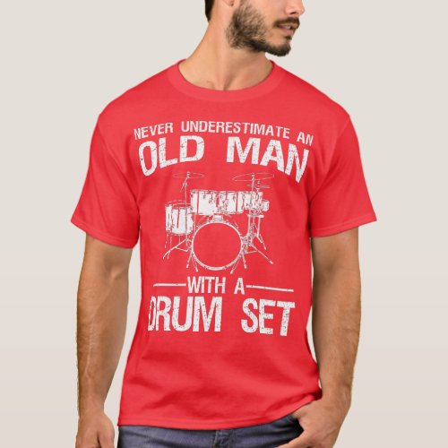 Cool Drummer Art Men Dad Drum Set Player Drum Kit  T_Shirt