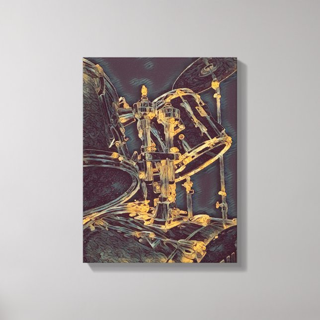 Cool Drummer Art on Canvas - Drum Kit with Cymbals Print (Front)