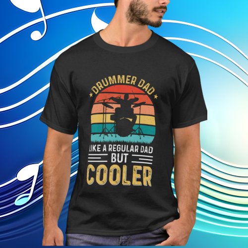 cool drummer Dad word art T_Shirt