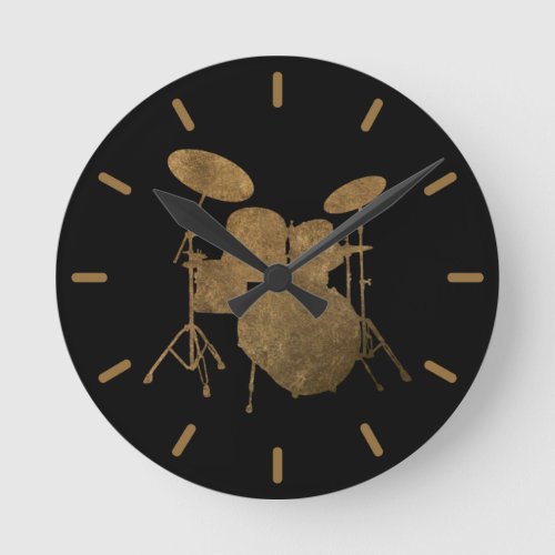 Cool Drummer Drum Kit Rock  Roll Music Drumming   Round Clock