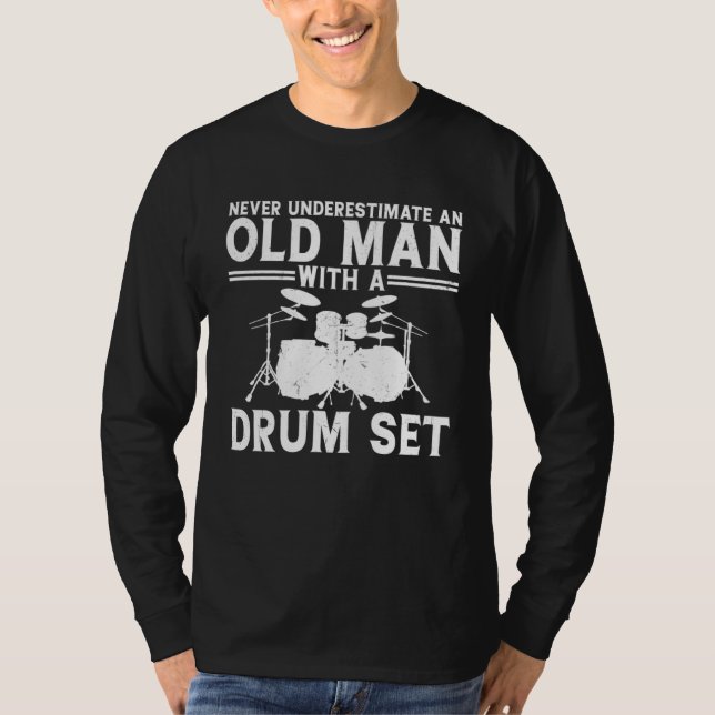 Cool Drummer Men Dad Drum Set Player Drum Kit Musi T-Shirt (Front)