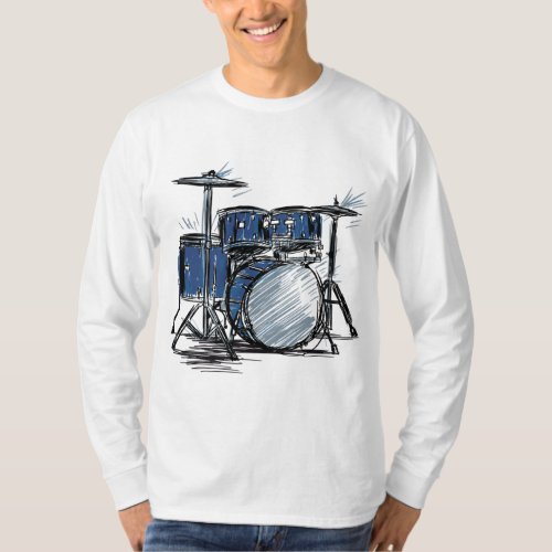 Cool drummer music design featuring a sketch of a  T_Shirt