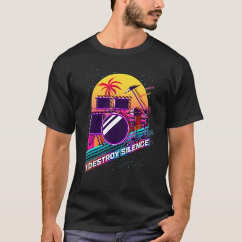 Cool Drummer Saying And Quote 80 S Retro Style Dru T_Shirt