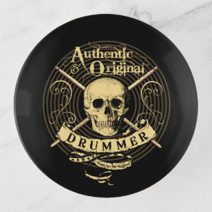 Cool DRUMMER Skull Drumsticks Percussion Drumming Trinket Tray