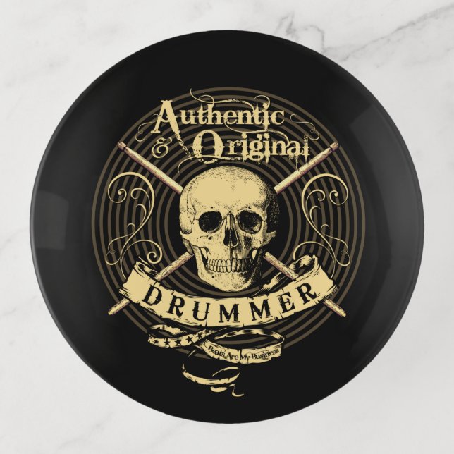 Cool DRUMMER Skull Drumsticks Percussion Drumming  Trinket Tray (Front)