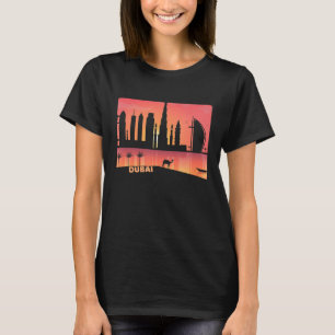 Cool Dubai Uae Cityscape Camel Graphic Art Illustr T-Shirt
