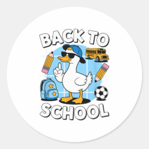 Cool Duck Back To School Shirt Funny Kids First Da Classic Round Sticker