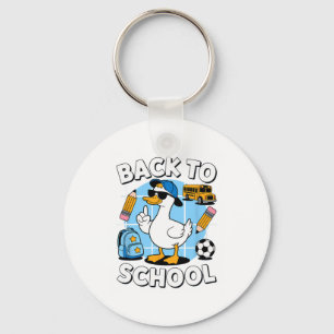 Cool Duck Back To School Shirt Funny Kids First Da Keychain