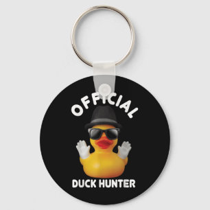 Cool Duck Cruise Boat Funny Rubber Duck Hunting Sq Keychain