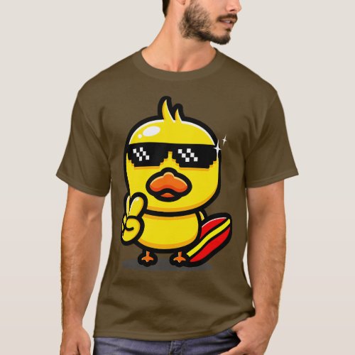 Cool Duck With Surfboard Summer Surfing Vacation  T_Shirt