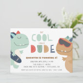 Cool Dude Dinosaur Boys Birthday Party Invitation (Standing Front)