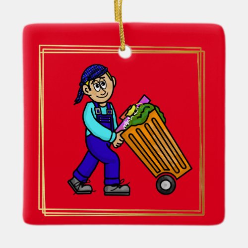 Cool Dude Garbage Man Christmas Ornament