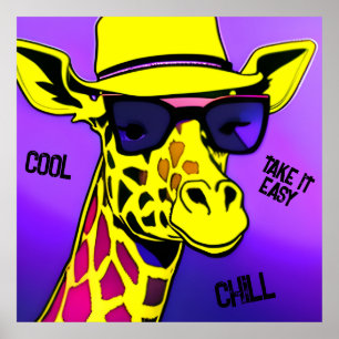 Cool Dude Giraffe in sunglasses. Editable Poster