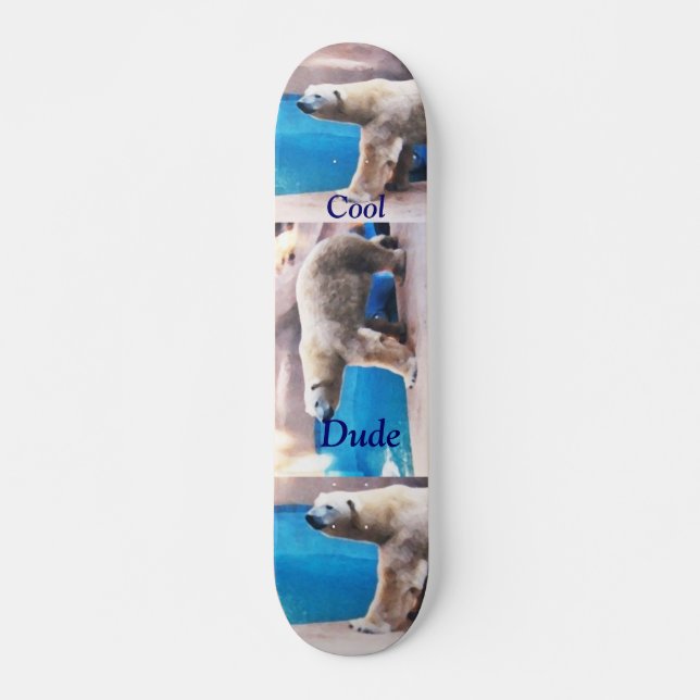 Cool Dude Polar Bear Boar Skateboard Deck (Front)