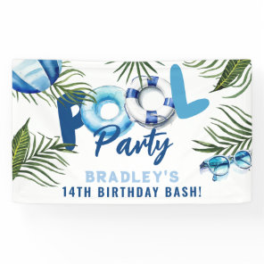 Cool Dude Pool Party Boy Birthday  Banner
