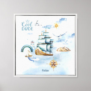 Cool Dude Ship in the Ocean Customizable Canvas Print
