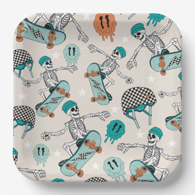 Cool Dude Skater Party Paper Plates (Front)