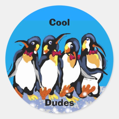 Cool dudes classic round sticker