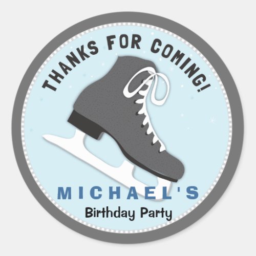 Cool Dudes Ice Skate Birthday Thank You Sticker