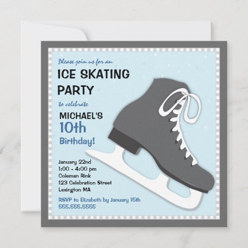 Cool Dudes Ice Skating Birthday Party Invitation