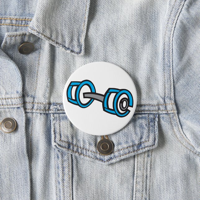 Cool Dumbbell Fitness Blue and Gray Gym Graphic  Button (Creator Uploaded)