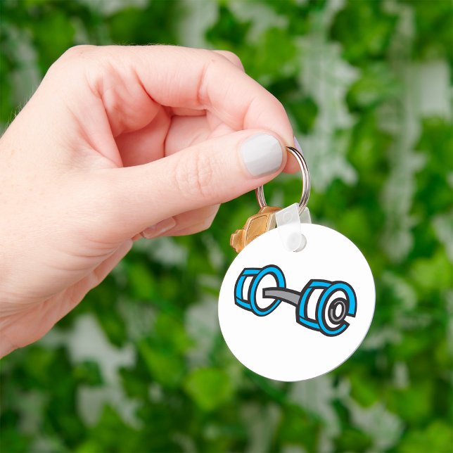 Cool Dumbbell Fitness Blue and Gray Gym Graphic  Keychain (Creator Uploaded)