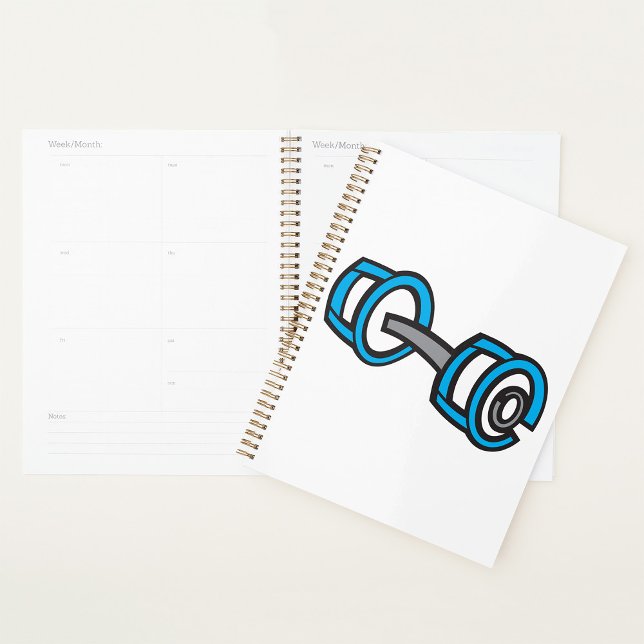 Cool Dumbbell Fitness Blue and Gray Gym Graphic  Planner (Creator Uploaded)