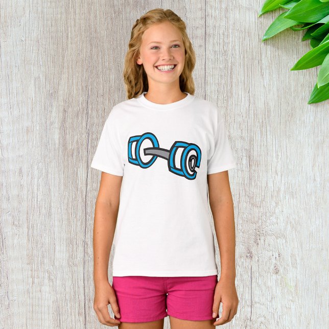 Cool Dumbbell Fitness Blue and Gray Gym Graphic  T-Shirt (Creator Uploaded)