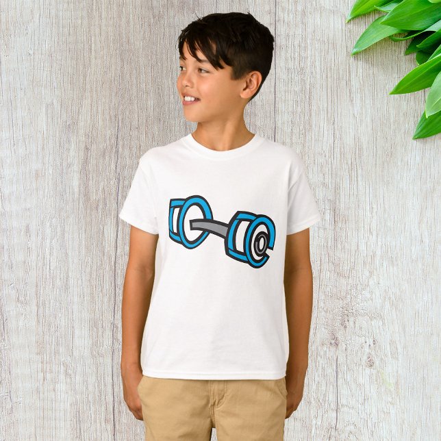 Cool Dumbbell Fitness Blue and Gray Gym Graphic  T-Shirt (Creator Uploaded)