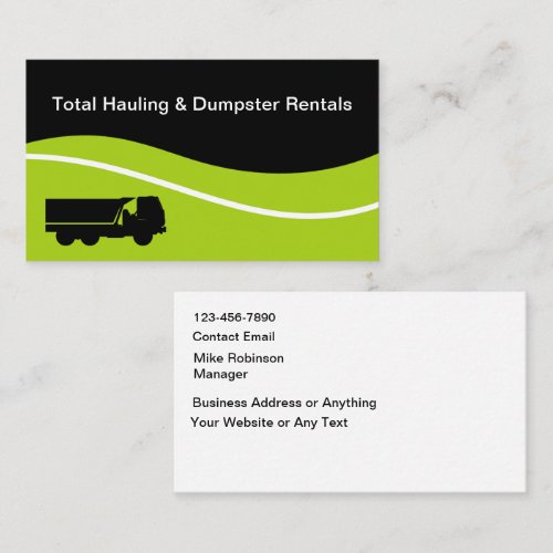 Cool Dumpster Rental & Trash Hauling Business Card